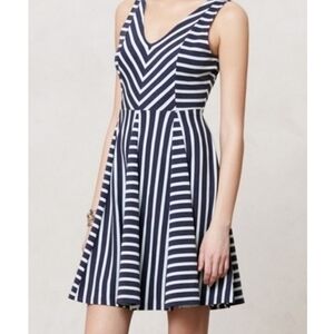 Anthropologie Saturday Sunday Mint Navy Blue Skater Dress Small Summer Flare